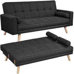 Fabric Upholstered Convertible Sofa Bed,3 Adjustable Back Angles, Black - Yaheetech