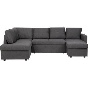 BELIANI U-Shaped Sofa Bed Dark Grey Modern 5 Seater Storage Fabric Upholstered Karrabo - Grey