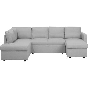 BELIANI U-Shaped Sofa Bed Light Grey Modern 5 Seater Storage Fabric Upholstered Karrabo - Grey