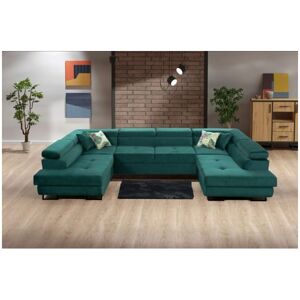 SLIDING WARDROBES 4U Fabric West U-Shape Corner Sofa Bed With Storage Universal Sofa Bed - Green