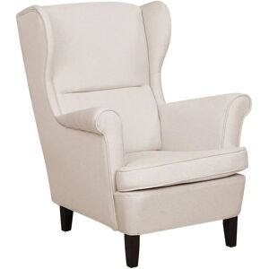 Beliani - Classic Wingback Chair Upholstered High Back Light Beige Fabric Living Room Abson - Beige