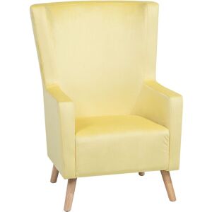 BELIANI Upholstered Wingback Chair Fabric High Back Yellow Oneida - Yellow