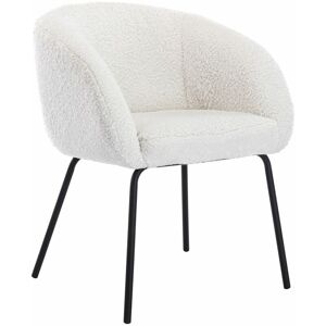 Wahson Office Chairs - Faux Fur Armchair Modern Occasional Tub Chair with Metal Legs for Bedroom Living Room, White