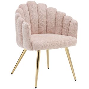 WAHSON OFFICE CHAIRS Faux Fur Armchair Modern Upholstered Accent Chair with Golden Metal Legsfor Bedroom/Living Room, Pink