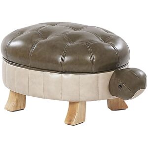 Beliani - Kids Animal Stool Faux Leather Pouffe Wooden Legs Playroom Green Turtle - Green