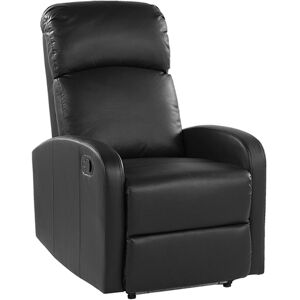 Beliani - Upholstered Faux Leather Recliner Chair Blue led usb Port Armchair Black Virrat - Black