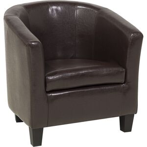 Beliani - Faux Leather Low Back Armchair Accent Chair Club Seat Brown Borwick - Brown