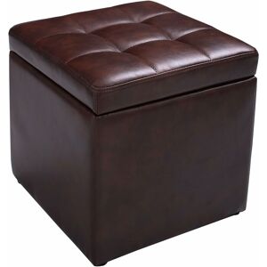 COSTWAY Faux Leather Ottoman, Pouffe Storage Toy Box with Hinge Top Padded Foot Stool, Cube Bench Seater for Living Room, Bedroom & Office, 150Kg Capacity