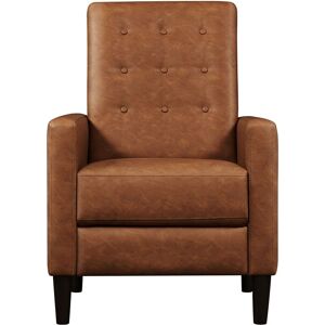 Faux Leather Recliner Chair Adjustable Back & Footrest, Brown - Yaheetech