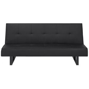 Beliani - Modern Faux Leather Convertible Sofa Bed Armless Buttoned Back Black Derby - Black