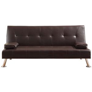 Comfy Living - Faux Leather Sofa Bed in Chocolate