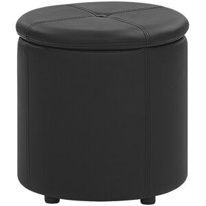 Beliani - Modern Faux Leather Round Pouffe Stool Black Living Room Bedroom Maryland - Black