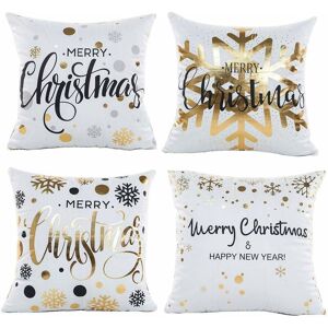 Langray - Fillowcase lot of 4 in cotton in cotton and linen right The square cushion cover of snowflakes per bed for car 45 x 45 cm (set-b)