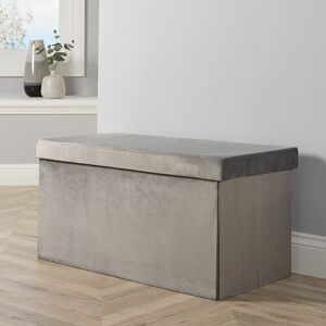 HOME SOURCE Folding Ottoman Regular Velvet Grey - Multicoloured