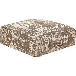 Beliani - Floor Seating Cushion Cotton Square Abstract Pattern Beige and Brown Shasa - Beige