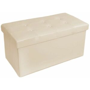 Tectake - Storage bench made of synthetic leather 80x40x40cm - storage ottoman, shoe storage bench, hallway bench - beige - beige