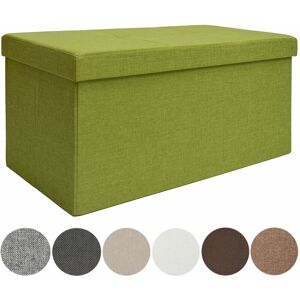 Dunedesign Folding Ottoman 76x38x38cm 80L rectangular upholstered Light Green - grün