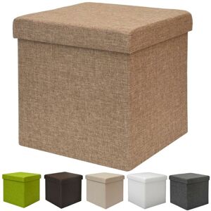 Dunedesign - folding Ottoman with storage Compartment 38x38x38cm Light Brown - braun