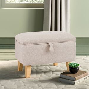 Livingandhome - 49CM Linen Storage Organizer Ottoman Footstool, Beige