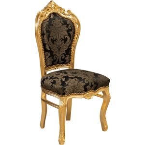 Biscottini - Padded chair Baroque armchair 101x58x56 Living room armchair Wooden chair French Louis xvi style Bedroom armchair Entrance chair - black