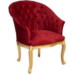 Biscottini - Padded armchair with armrests Entrance armchair Padded wooden chair Living room chair Bedroom armchair French Louis xvi style - red and