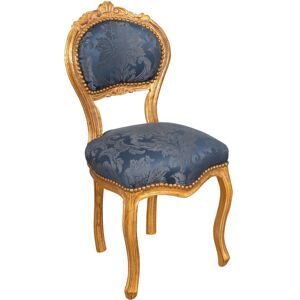 Biscottini - Louis xvi gold living room chair 90x45x42 Dining room wooden chair French style Bedroom armchair Baroque padded entrance chair - gold