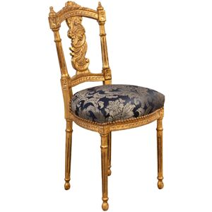 Biscottini - French style Louis xvi chair in solid beech wood - gold and blue