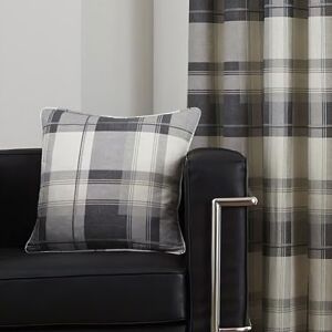 Balmoral Check 100% Cotton Filled Cushion, Slate, 43 x 43 Cm - Fusion