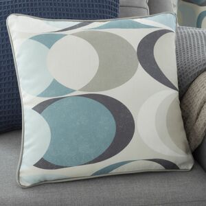 Sander Geometric Print 100% Cotton Piped Edge Filled Cushion, Duck Egg, 43 x 43 Cm - Fusion