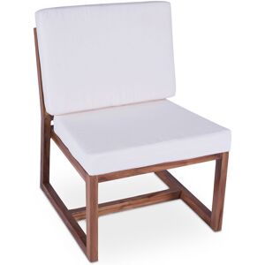 Privatefloor - Wooden Lounge Chair - Boho Bali Style Design Chair - Glan White Teka, Canvas - White