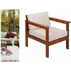 IMPACT FURNITURE Garden Armchair Lounge Chair Outdoor High Back Wooden Frame Cream Cushion - Cozy - Forest Brown Frame/Cream Lily Petals