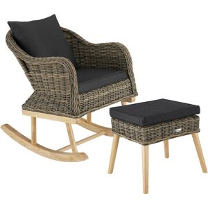 TECTAKE Garden chair Rovigo with footstool - rattan garden chair, rattan garden set, rattan armchair - nature - nature