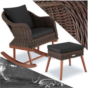 TECTAKE Garden chair Rovigo with footstool - rattan garden chair, rattan garden set, rattan armchair - brown - brown