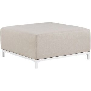 Beliani - Outdoor Indoor Ottoman Sofa Upholstered Beige Fabric Black Legs Rovigo - Beige