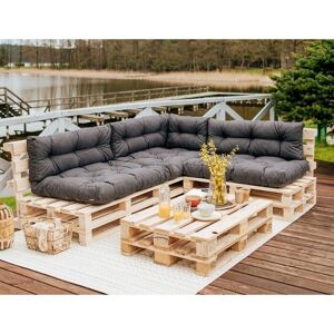 Impact Furniture - Garden Outdoor Pallet Cushions euro Corner Sofa 200x240 Grey Tufted Quilted Pads - Dark Grey