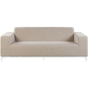 BELIANI Modern Outdoor Indoor Sofa Weather-Resistant Beige Fabric White Legs Rovigo - Beige