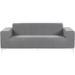 BELIANI Modern Outdoor Indoor Sofa Weather-Resistant Grey Fabric White Legs Rovigo - Grey