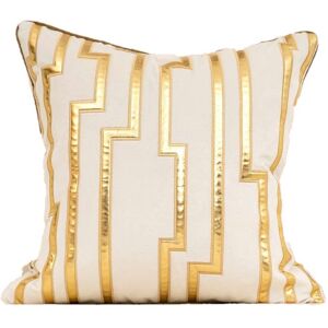 PESCE Geometric Gold Leather Striped Cushion Cases Luxury European Throw Pillow Covers Decorative Pillows for Couch Living Room Bedroom Car -White