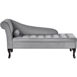 Beliani - Glam Left Hand Chaise Lounge with Storage Velvet Upholstery Black Legs Light Grey Pessac - Grey