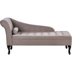 BELIANI Glam Left Hand Chaise Lounge with Storage Velvet Upholstery Black Legs Taupe Pessac - Beige