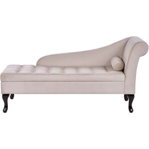 Beliani - Glam Right Hand Chaise Lounge with Storage Velvet Upholstery Black Legs Light Beige Pessac - Beige