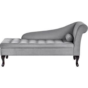 Beliani - Glam Right Hand Chaise Lounge with Storage Velvet Upholstery Black Legs Light Grey Pessac - Grey