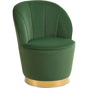 Beliani - Glam Round Accent Tub Chair Velvet Upholstery Gold Metal Base Green Alby - Green