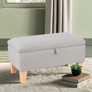 Livingandhome - 71CM Linen Storage Organizer Ottoman Footstool, Light Grey