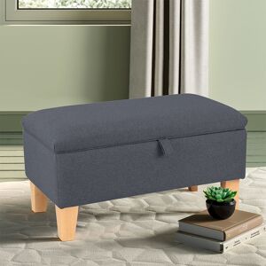 Livingandhome - 71CM Linen Storage Organizer Ottoman Footstool, Dark Grey