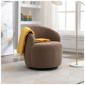 Groofoo - Fabric Swivel Accent Armchair Barrel Chair With Black Powder Coating Metal Ring,Coffee