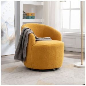 GROOFOO Fabric Swivel Accent Armchair Barrel Chair With Black Powder Coating Metal Ring,Yellow