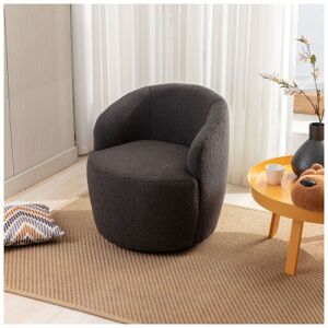 Groofoo - Fabric Swivel Accent Armchair Barrel Chair With Black Powder Coating Metal Ring,Dark Gray