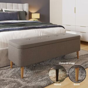 FWSTYLE Harper Ottoman Storage Seat - Grey Linen - Grey