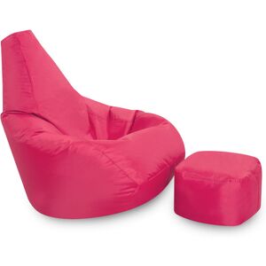 VEEVA High Back Bean Bag and Footstool Combo - 113cm x 50cm, Indoor Outdoor Water Resistant Chair - Pink